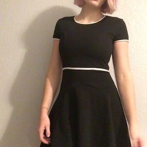 Little black dress with white accents